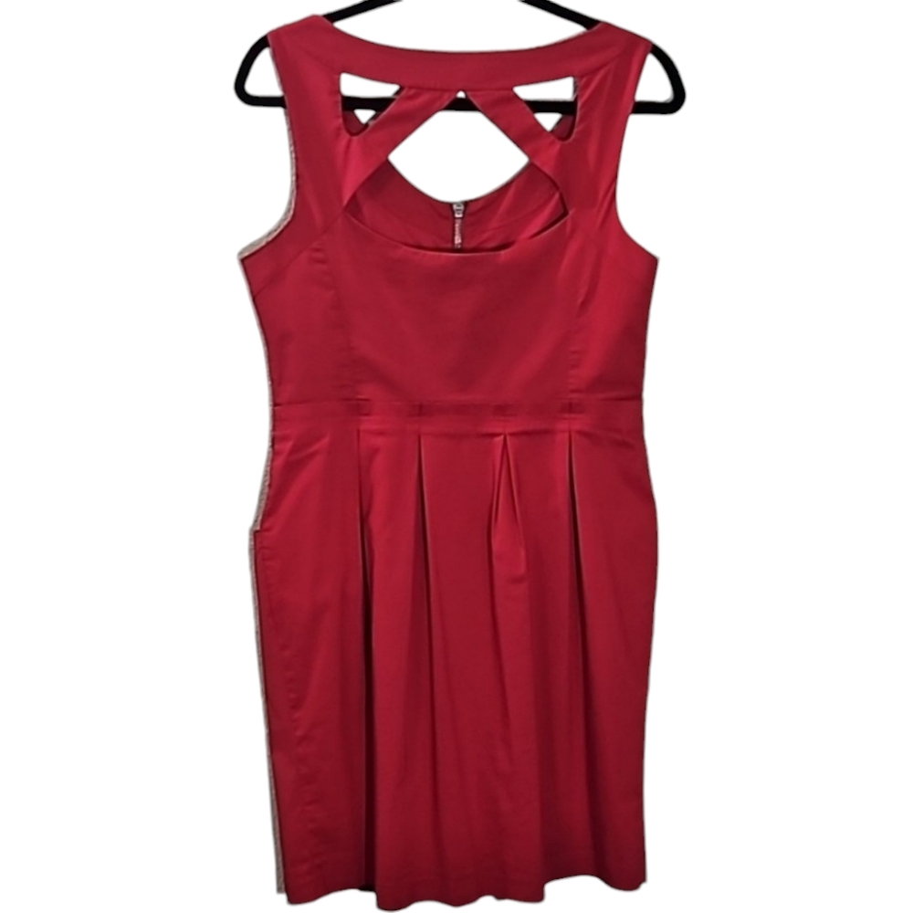 BCBGeneration Little Red Coctail Dress Cutouts Exposed Zipper Size 10 - Picture 11 of 17